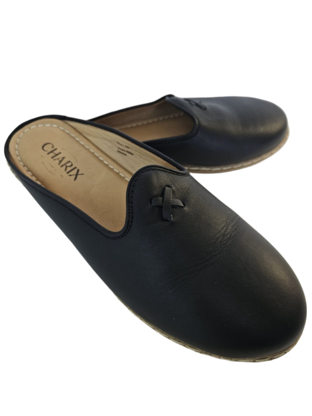 Charix Black Leather Mules Size 8.5